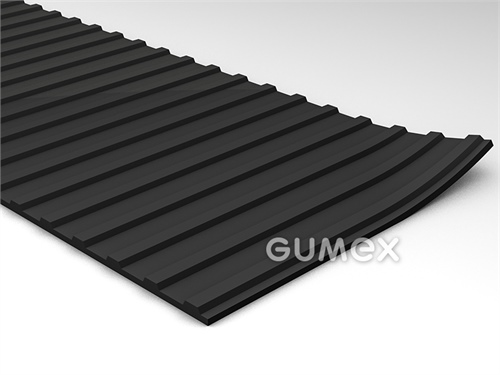 Gummiboden S 6, 3,5mm, Breite 1200mm, 80°ShA, SBR, gerillte Ausführung, -25°C/+80°C, schwarz, 